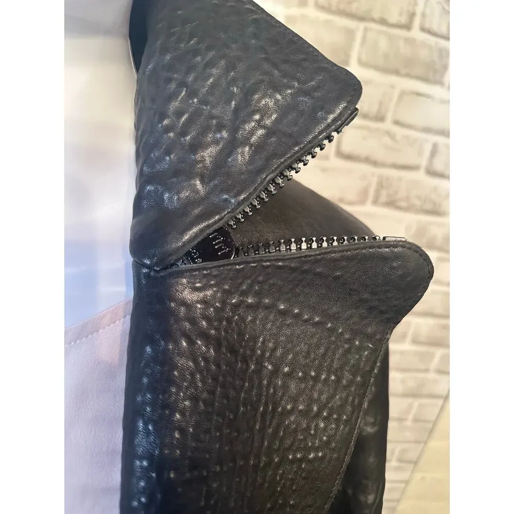 Vintage Akris Bergdorf Croc Embossed Goat Suede Leather Jacket size US 4 Hi-low